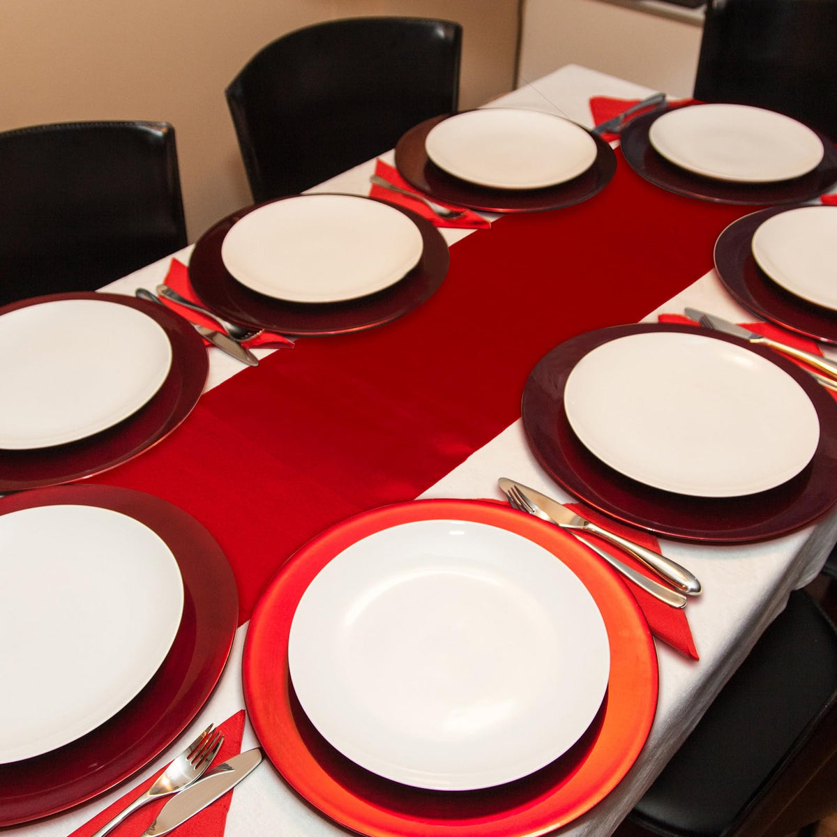 Bencailor Satin Table Runner, 12 x 108 Inch, Red, 24 Pack