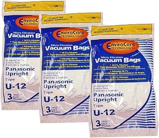 EnviroCare Replacement Micro Filtration Vacuum Cleaner Dust Bags made to fit Panasonic U12 Quiet Force Performance Plus 9 Pack