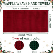 Tingjoo Waffle Weave Kitchen Towels, 4 Pack, Red Green