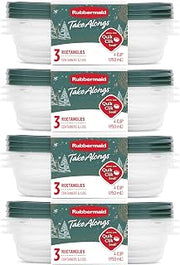 Rubbermaid 12-Pack TakeAlongs Clear Plastic Food Storage and Organization Container with Lid for Leftovers and Meal Prep, 4 Cup Capacity, Green