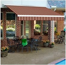 Awntech 20-Feet Destin LX with Hood Left Motor/Remote Retractable Acrylic Awning, 120-Inch Projection, Burgundy/Tan