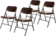Steel Portable Folding Chairs by National Public Seating – 200 Series Premium Heavy-Duty Foldable Chairs for Indoor & Outdoor, Set of 4 – Comfortable, Durable, Institutional-Grade, Brown