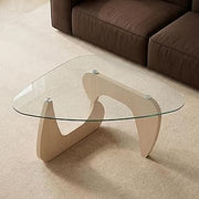 35.8" Modern Coffee Table for Living Room, Mid Century Center Table with Tempered Glass Top, Abstract Round Coffee Table for Small Space, Mesa de Centro para Sala