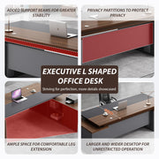 L Shaped Executive Desk with Drawers by PLMOKN – W 74.8*D 31.5*H 29.5", Wood, H, Model BGZ-HGH4-220