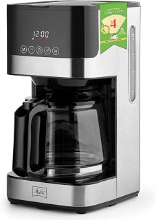 Melitta Aroma Tocco Glass 10-Cup Drip Coffee Maker, Black | Automatic and Programmable, Auto Shut Off, Touch Control Panel, Stainless Steel Accented, with 5 Pack Coffee Filter