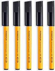 STAEDTLER 309 Handwriting Pen - 0.6mm Nib - Pack of 5 Pens - Black Ink