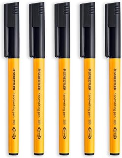 STAEDTLER 309 Handwriting Pen - 0.6mm Nib - Pack of 5 Pens - Black Ink