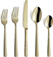 Amefa Felicity 18/0 Stainless Steel Flatware Set - Matte Champagne - 20 Piece Place Setting - Service for 4 - Fork Spoon Knife Trio - Cutlery Collection - Flatware Collection - Silverware Set