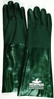 MCR Safety 6418 Memphis 18" Premium Double Dipped PVC Nitrile Reinforced Gloves, Jersey Lined with Sandy Finish, Large, 1-Pair