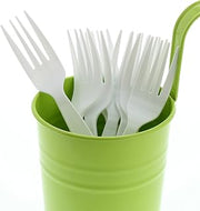 AmerCareRoyal Medium-Heavy Weight Unwrapped Disposable Polystyrene Plastic Forks for Restaurants and Catering, White, Pack of 1000