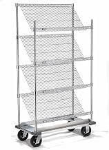 Nexel Chrome Slant Wire Shelving Truck, 4 Shelves with Dolly Base, 36" W x 18" D x 70" H