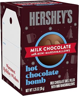 HERSHEY'S Milk Chocolate Mini Marshmallows Hot Chocolate Bomb, Christmas Candy Gift Box, 1.25 oz