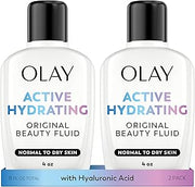 Olay Face Moisturizer, Active Hydrating Beauty Fluid Lotion, Original Facial Moisturizer, 4 Oz. (Pack of 2)