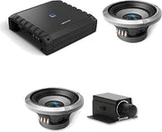 Alpine S2-A60M Amp with Two S2-W8D2 8in Subs & RUX-KNOB.2 | Hi-Res Certified Class-D mono subwoofer amplifier with 2x S2-W8D2 8 in dual 2 ohm car subwoofers.