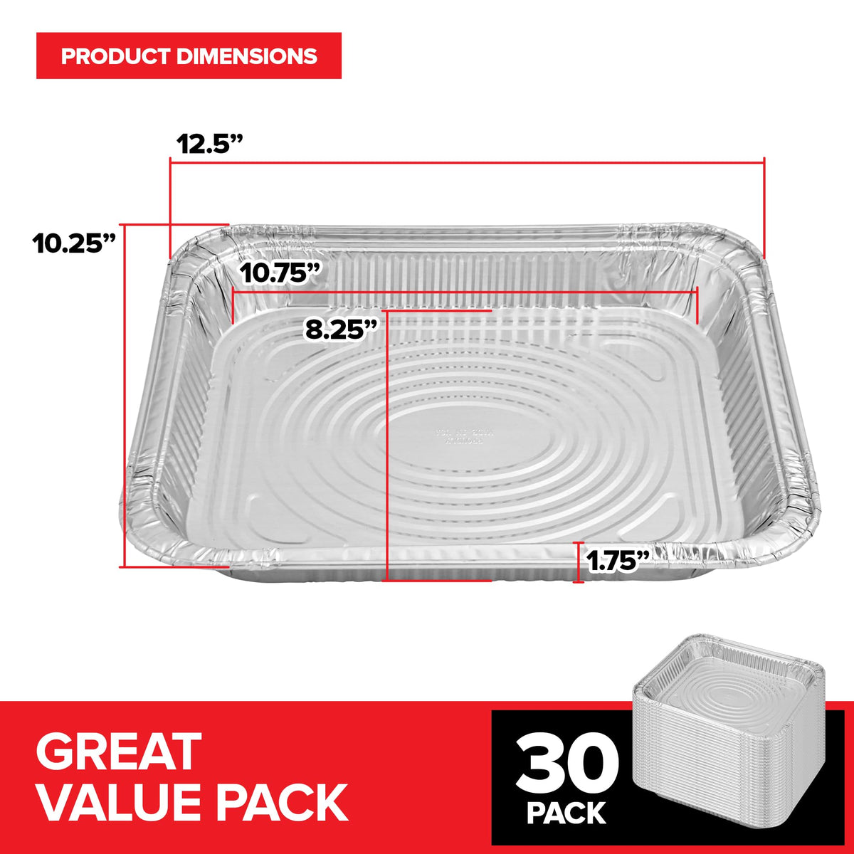 Stock Your Home 90 / 13x10.25x1.75 inches / Silver Disposable Cookware
