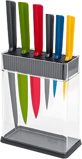 Kuhn Rikon COLORI+ Messerblock Vision mit Messer, inkl. 7 Stk. unterschiedlichen, farbigen Messer, Grau, Transparent