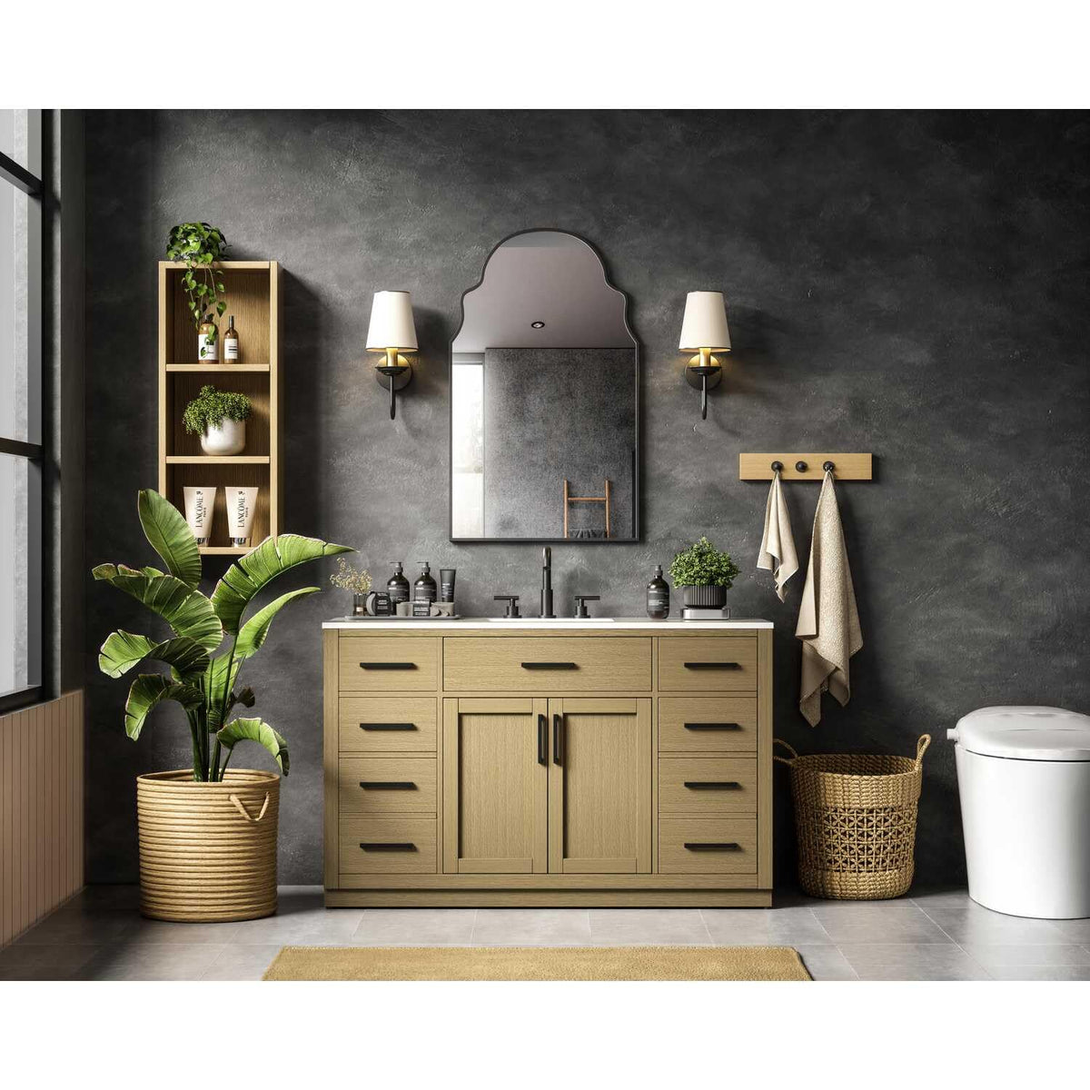 Alden Bathroom Vanity Honey Brown by Lighting Design – Wood, Honey Brown, Model VF29754MHB