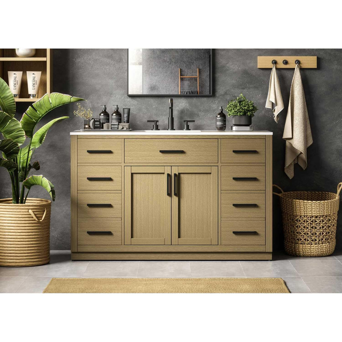 Alden Bathroom Vanity Honey Brown by Lighting Design – Wood, Honey Brown, Model VF29754MHB