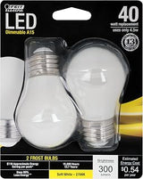 Feit Electric A15 Classic LED Light Bulb, 40W Eq, Soft White, 2 Pack