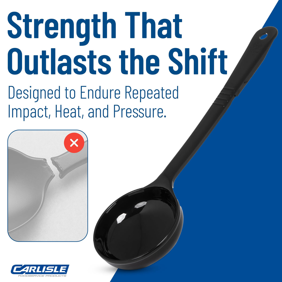 6 Oz Solid Portion Control Spoon by Carlisle FoodService Products – 6 Ounces, Plastic, Black, Model 399003
