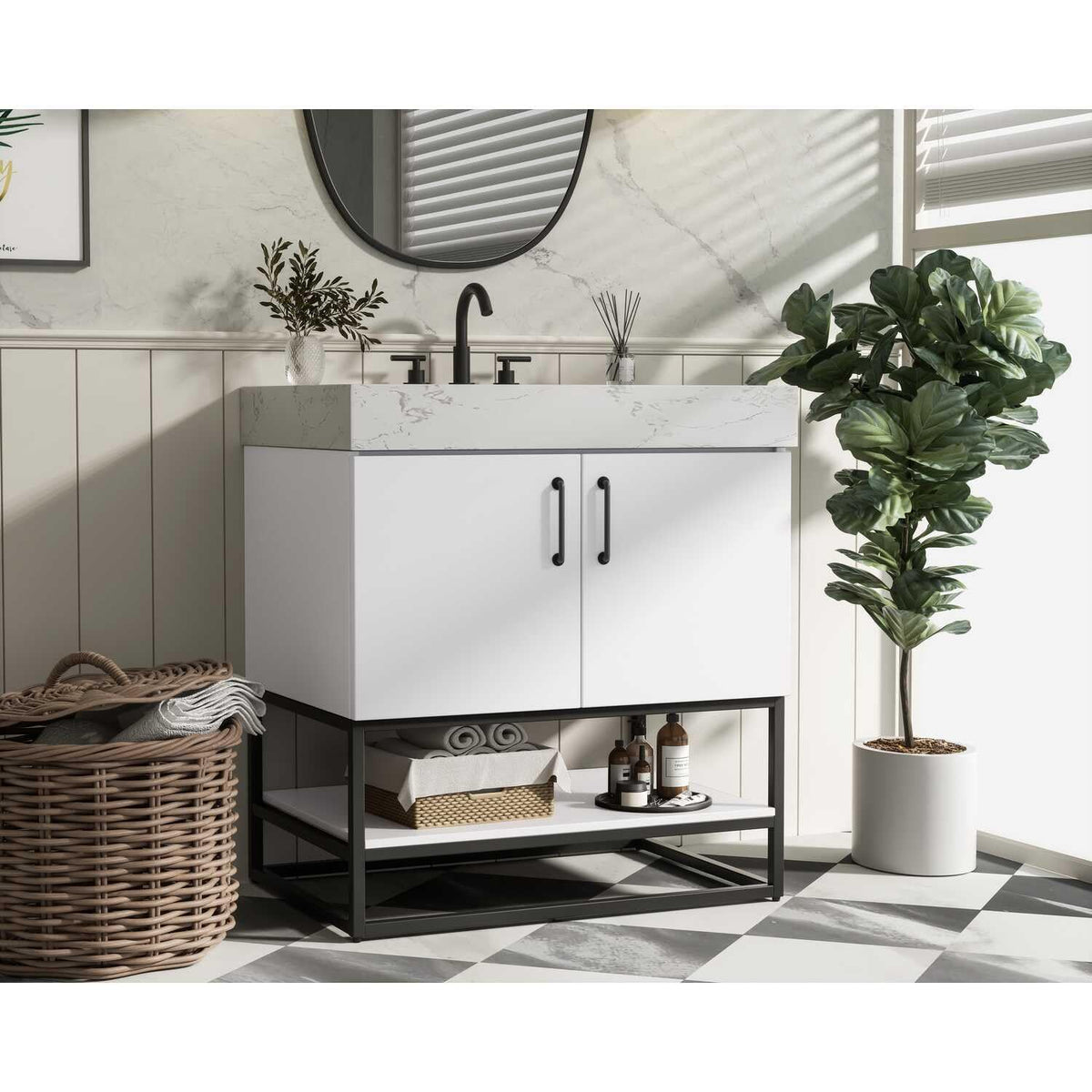 Caroline Bathroom Vanity White by Lighting Design – Wood, White, Model VF29230WH