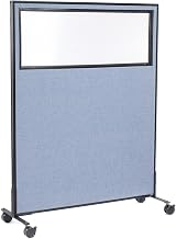 Global Industrial 48-1/4"W x 63" H Mobile Office Partition Panel with Partial Window, Blue