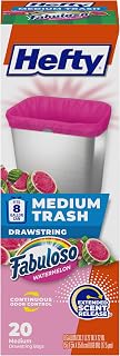 Hefty 8 Gallon Medium Trash Bags, Pink, Fabuloso Watermelon Scent, 20ct