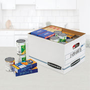 FEL0070308 - Stor/File Storage Box by Bankers Box – 10"H x 12"W x 15"D, Cardboard, Blue/White, Pack of 4