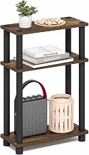 Furinno Turn-N-Tube Narrow Side Table, 3-Tier Rectangular Modern End Table with Storage Shelf, Slim Toolless Assembly Nightstand, Night Stand, Bedside Table, for Living Room, Bedroom, Amber Pine
