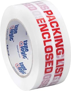 Tape Logic 2 Inch x 110 Yards Pre-Printed Packing Tape, "Packing List Enclosed", 2.2 Mil Thick, Red/White, 6 Pack, for Packaging, Shipping, Moving, Home and Office