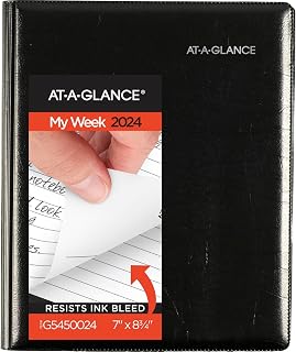 AT-A-GLANCE 2024 Weekly & Monthly Planner, 7" x 8-3/4", Medium, Refillable, Executive, DayMinder, Black (G5450024)