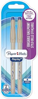 Paper Mate Replay Erasable Ballpoint Pen | Medium Point (1.0mm) | Blue | 2 Count