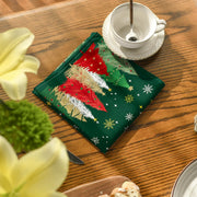 Horaldaily Cloth Napkins, Pine Tree Stars Print, Green, Set of 6