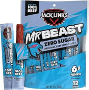 Jack Link's MrBeast Original Mini Beef Jerky Sticks - (12 Pack) 0.5 oz | Zero Sugar - Individually Wrapped Protein Snacks - 6g Protein per Serving - Made with 100% Real Beef - Meat Sticks