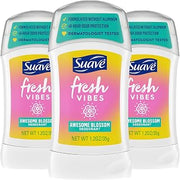 Suave Aluminum-Free Deodorant for Kids, Teen Girls & Boys, Fresh Vibes 3-Pack, 48H Protection, 1.2 Oz Ea