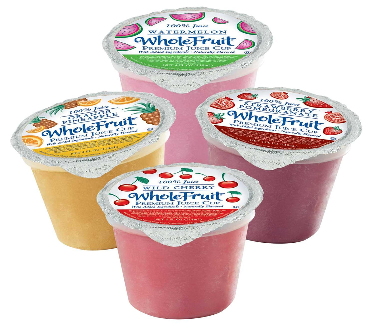 Whole Fruit Wild Cherry Premium Juice Cup by J and J Snack Foods – 4 Ounces, Pack of 96