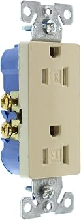 Hubbell RRD15SITRX Tamper Resistant Decorator Duplex Receptacle Outlet, Nema 5-15R, 15A 125V, 2-Pole 3-Wire, Push-In & Side Wired, Ivory