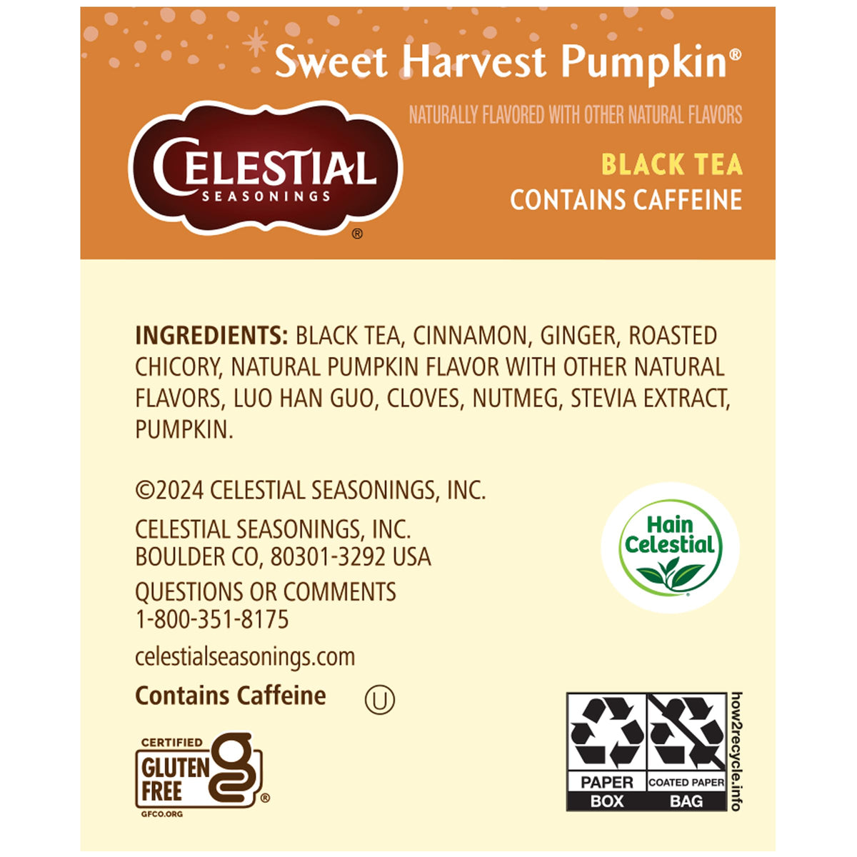 Celestial Seasonings Sweet Harvest Pumpkin / 18 Count (Pack of 5) / 1 Black