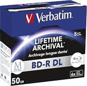 1x5 Verbatim M-Disc BD-R Blu-Ray 50GB 6X Speed, Jewel Case