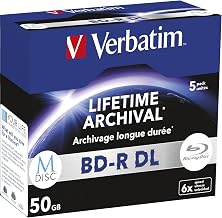 1x5 Verbatim M-Disc BD-R Blu-Ray 50GB 6X Speed, Jewel Case