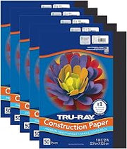 Tru-Ray 9-inch x 12-inch Construction Paper, Black, 50 Sheets/Pack, 5 Packs/Bundle (PAC103029-5)