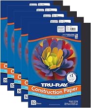 Tru-Ray 9-inch x 12-inch Construction Paper, Black, 50 Sheets/Pack, 5 Packs/Bundle (PAC103029-5)