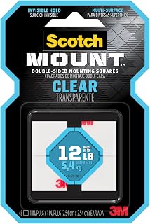 3M Clear Scotch-Mount Double-Sided Mounting Tape, Strips & Squares: 1 in x 1 in. (Clear) / 48-Squares