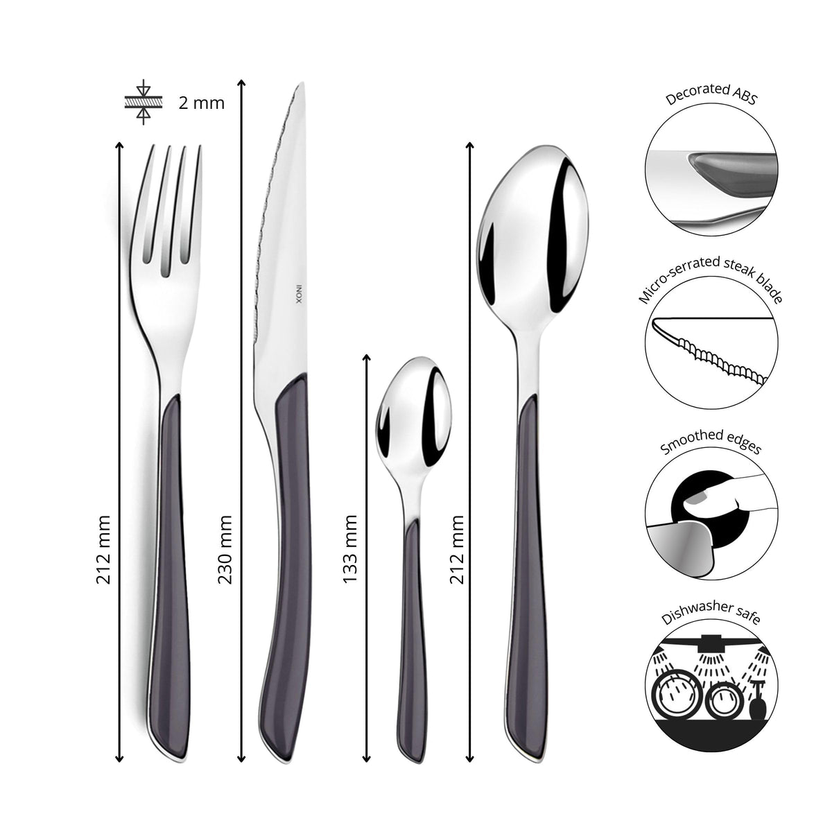 Amefa 32 Piece Cutlery Set for 8 People / Gray / Modern Flatware Sets