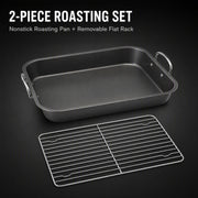Yunnkeey Roasting Pan with Rack, Carbon Steel Nonstick, Black