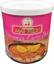 Mae Ploy Massaman Curry Paste 400g - Authentic Mild Thai Seasoning | Premium rich mild spiced curry base paste. Fragrant combination perfect for slow cooked beef potato and peanut stews