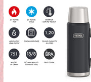 Icon Beverage Bottle 1.20 L by THERMOS – 40.6 Ounces, 1200.0 milliliters, Stainless Steel, Dark Grey / Graphite Mat, Model 4122333120