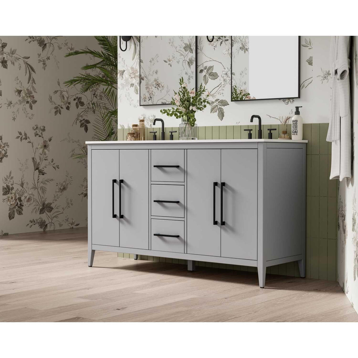 Grey Millie Bathroom Vanity by by Elegant Lighting – Solid wood and MDF, Gray, Model VF29360DGR