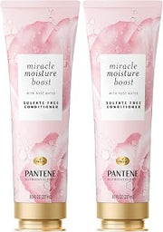 Pantene Nutrient Blends Miracle Moisture Boost Rose Water Conditioner for Dry Hair, Sulfate Free, 8 Fl Oz (Pack of 2)