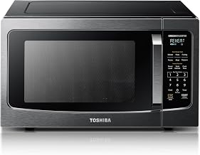 TOSHIBA Countertop Microwave Oven with Inverter Technology, 1.6 Cu.Ft | Smart Sensor, Auto Defrost, 13.6" Turntable, Kitchen Essentials, 1250W, Black Stainless Steel